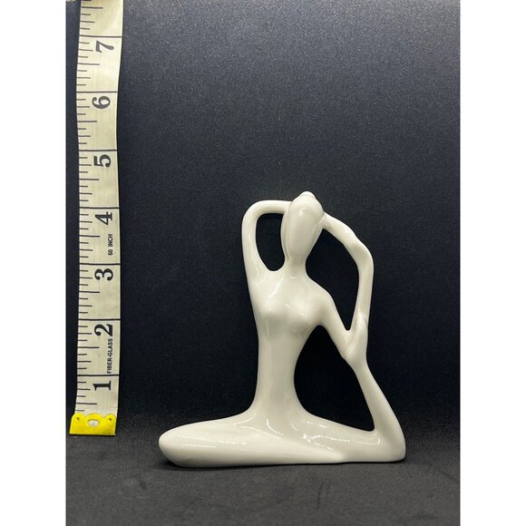 Elegant Ceramic Yoga Pose Figurine 4.5" Decorative Sculpture - Picture 3 of 3
